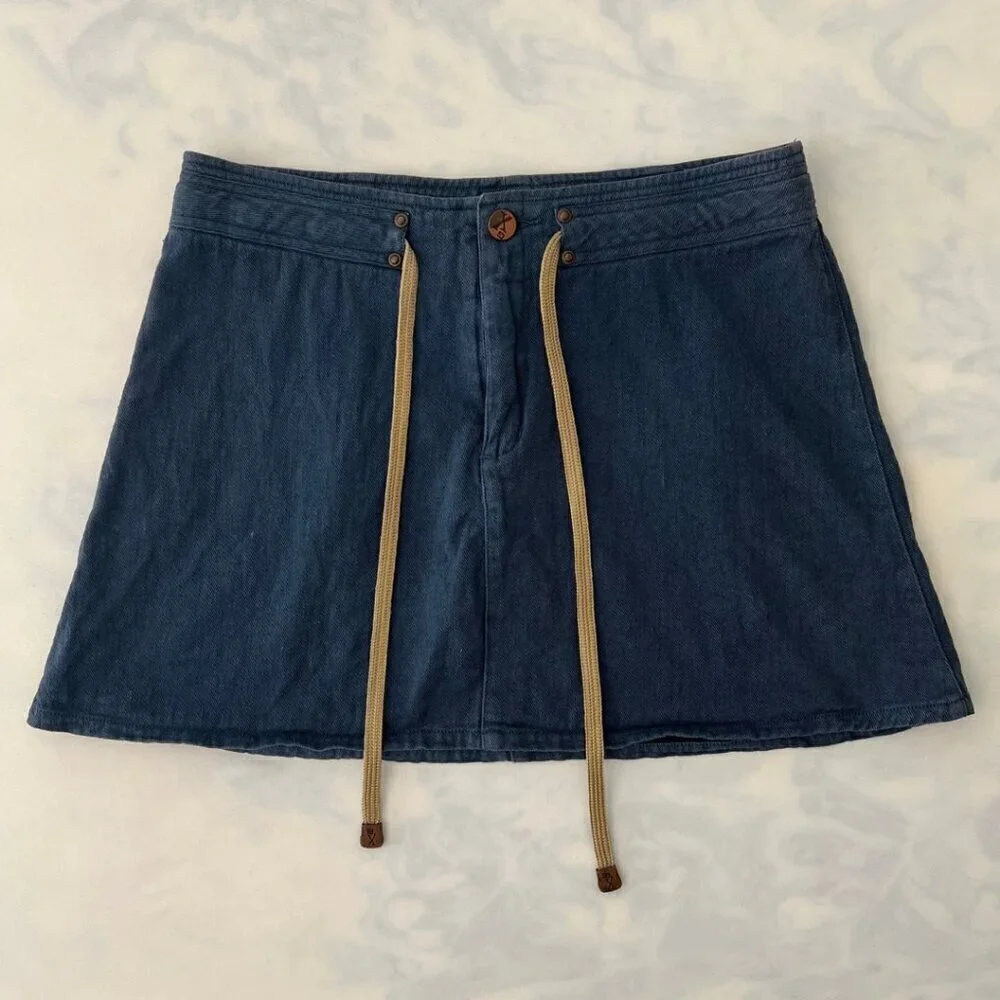 GX Know Who You Are Linen Cotton Navy Drawstring Skirt